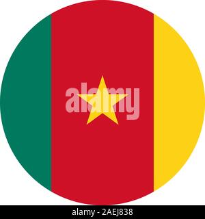 Kamerun runde Flaggensymbol Vector Illustration. Ideal für Aufkleber, Zeichen, Symbol, Label, Symbol, Button etc. Stock Vektor