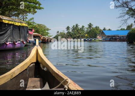 Die Erkundung der Alleppey Backwaters, Kerala, Indien Stockfoto