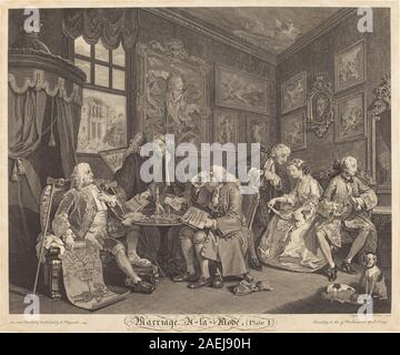 Louis Gerard Scotin nach William Hogarth, Ehe a la Mode-pl 1, 1745 Ehe a la Mode: pl.1; 1745 Datum Stockfoto