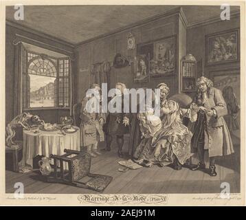 Louis Gerard Scotin nach William Hogarth, Ehe a la Mode-pl 6, 1745 Ehe à la Mode: pl.6; 1745 Datum Stockfoto