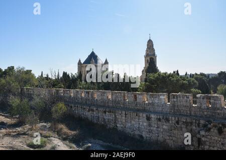 Der Berg Zion, Kloster der Himmelfahrt der Jungfrau Maria. 1352 Kloster, Deutsche Katholische Abtei der Benediktiner in Jerusal Stockfoto