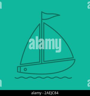 Segelboot Farbe lineare Symbol. Yachting. Thin Line outline Symbole auf farbigen Hintergrund. Vector Illustration Stock Vektor