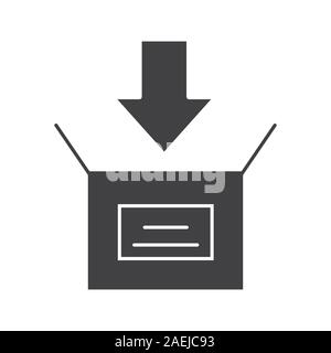 Box Verpackung glyph Icon. Silhouette Symbol. Post. Negativer Platz. Vektor isoliert Abbildung Stock Vektor