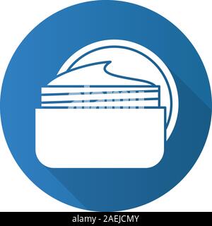Face Cream jar flache Bauweise lange Schatten glyph Icon. Kosmetik. Vektor silhouette Abbildung Stock Vektor