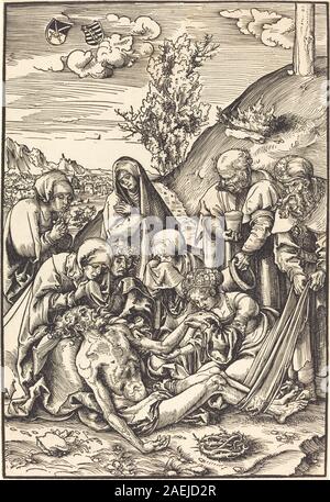 Ein Gemälde von Lucas Cranach dem Älteren aus dem Jahr 1509, das die Klagelei über Christus darstellt, mit Figuren, Gesten, Ausdrucksformen und dem Stil der nördlichen Renaissance des frühen 16. Jahrhunderts. Stockfoto