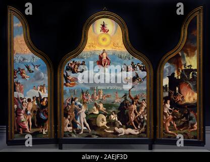 Das letzte Gericht 1527 von Lucas van LEYDEN, 1494-1533, Leiden die Niederlande Niederlande Niederlande Niederlande Niederlande Niederlande, Holland. (Triptychon) Stockfoto