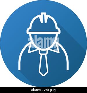 Mine worker Flachbild lineare lange Schatten Symbol. Industrielle Fabrikarbeiter. Vektor Struktursymbol Stock Vektor