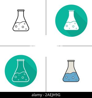 Chemische Reaktion Symbol. Flache Bauweise, lineare und Farbe Stile. Siedepunkt trank Flasche. Isolierte Vektorgrafiken Stock Vektor