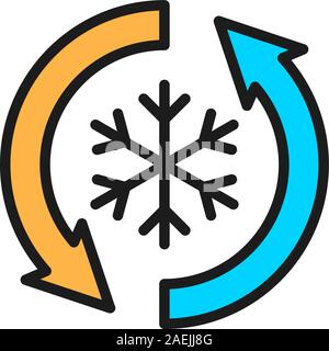 Geringer Frost, kein Frost, Einfrieren flachbild Color Line Symbol. Stock Vektor