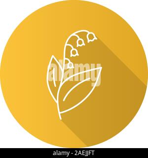 Mai Lilie Flachbild lineare lange Schatten Symbol. Lilie des Tales. Vektor Struktursymbol Stock Vektor