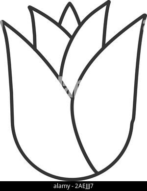 Rosebud lineare Symbol. Rose Blume Kopf dünne Linie Abbildung. Blühende Pflanze Kontur Symbol. Vektor isoliert Maßbild Stock Vektor