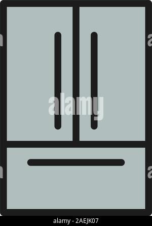 Französische Tür Kühlschrank, 2 Türen Kühlschrank flachbild Color Line Symbol. Stock Vektor