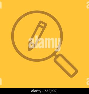 Lupe mit Bleistift lineare Symbol. Suchen. Thin Line outline Symbole auf farbigen Hintergrund. Vector Illustration Stock Vektor