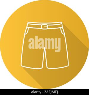 Badehose Flachbild lineare lange Schatten Symbol. Sport Shorts. Vektor Struktursymbol Stock Vektor