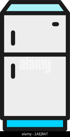 Gefrierschrank Kühlschrank, Kühlschrank flachbild Color Line Symbol. Auf weissem Hintergrund Stock Vektor