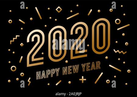 2020, Frohes neues Jahr. Wunschkarte Frohes Neues Jahr 2020 Stock Vektor