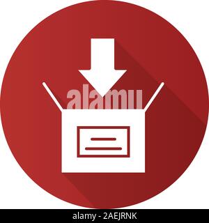 Box Verpackung flache Bauweise lange Schatten glyph Icon. Post. Vektor silhouette Abbildung Stock Vektor