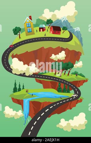 Ein Vektor Illustration der Landschaft Stadt Straße Konzept Stock Vektor