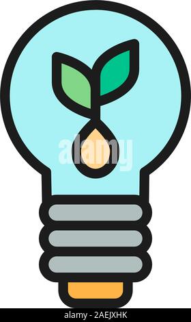 Vector Anlage mit Glühlampe flat Color Line Symbol. Stock Vektor