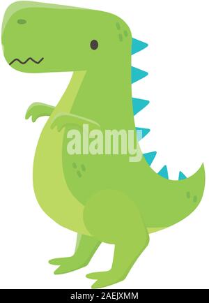 Kinder Spielzeug, grüne Dinosaurier Tier Symbol auf weißem Hintergrund Vector Illustration Stock Vektor