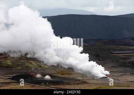 Von geothermischen Kraftwerks in Myvatn, Island Dampf Stockfoto