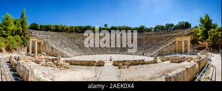 Panorama Ansicht des Epidaurus Theater in Griechenland Stockfoto