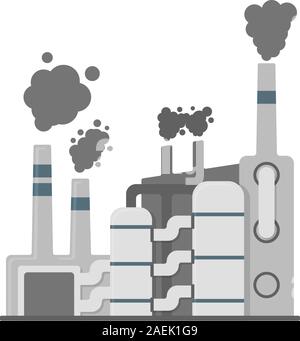 Factory - Symbol. Factory CO2, Umweltverschmutzung Symbol, Symbol und Abzeichen. Cartoon Vector Illustration. Stock Vektor