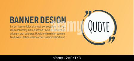 Zitat leere Banner. Symbol und Label auf Orange Hintergrund in der Box. Vorlage für Hinweis, Nachricht, Kommentar und Web. Einfachen Vektor Illustration. Stock Vektor