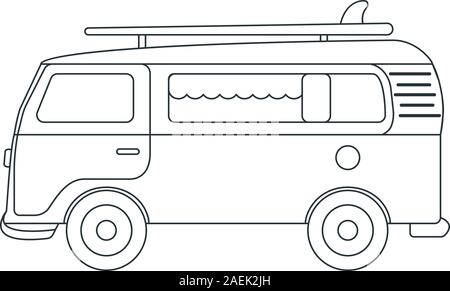 Reisen Auto-Symbol. Konzept für Outdoor und Wandern Reise. Umrisse Stil. Reisen, Symbol, Logo, Symbol und Abzeichen. Einfachen Vektor Illustration. Stock Vektor