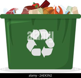 Papierkorb und Tank Symbol. Mülltonne auf weißem Hintergrund. Papierkorb Symbol, Symbol und Abzeichen. Cartoon Vector Illustration. Stock Vektor