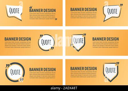 Zitat leere Banner. Symbol und Label auf Orange Hintergrund in der Box. Vorlage für Hinweis, Nachricht, Kommentar und Web. Einfachen Vektor Illustration. Stock Vektor