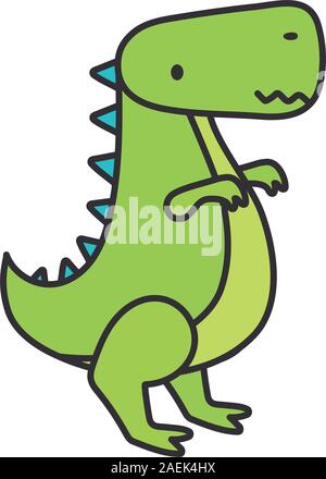 Kinder Spielzeug, grüne Dinosaurier Tier Symbol auf weißem Hintergrund Vector Illustration Stock Vektor