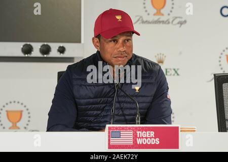 Victoria, Melbourne, Australien. 9 Dez, 2019. Tiger Woods nimmt an den 2019 Präsidenten Cup Captains' Pressekonferenz auf der Royal Melbourne Club. Credit: Debby Wong/ZUMA Draht/Alamy leben Nachrichten Stockfoto