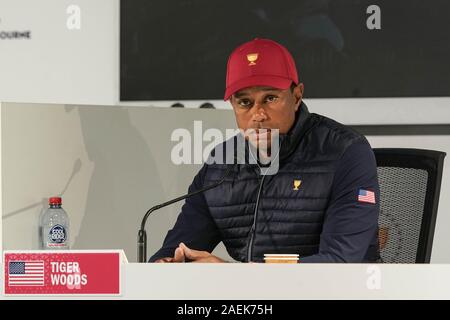 Victoria, Melbourne, Australien. 9 Dez, 2019. Tiger Woods nimmt an den 2019 Präsidenten Cup Captains' Pressekonferenz auf der Royal Melbourne Club. Credit: Debby Wong/ZUMA Draht/Alamy leben Nachrichten Stockfoto