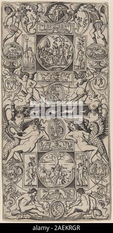 Nicoletto da Modena, Ornament Panel mit Orpheus und das Urteil des Paris, c 1507 Ornament Panel mit Orpheus und das Urteil des Paris; c. 1507 Stockfoto