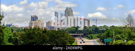 Einen Panoramablick über die Innenstadt von Raleigh, North Carolina. Stockfoto