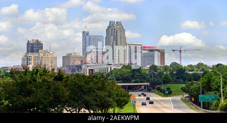 Einen Panoramablick über die Innenstadt von Raleigh, North Carolina. Stockfoto