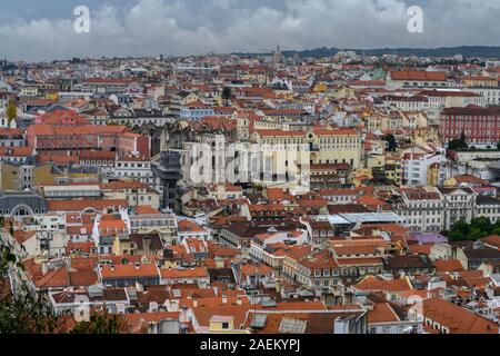 Luftaufnahme der Stadt, St. George's Castle, Castelo, Lissabon, Portugal Stockfoto