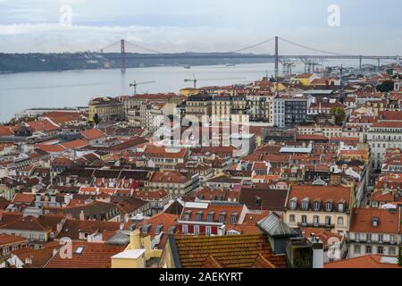 Luftaufnahme der Stadt, Castelo, Lissabon, Portugal Stockfoto