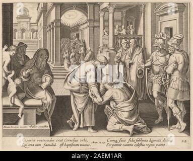 Philip Galle nach Jan van der Straet, Saint Peter Cornelius Cornelius Anbetung Anbetung St. Peter Stockfoto