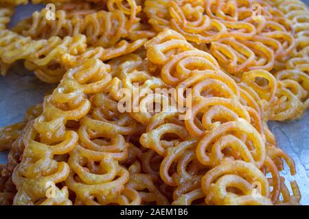 Jalebi - eine beliebte indische Süß, selektiven Fokus Stockfoto