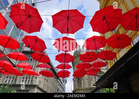 Belgrad, SERBIEN-19 Jun 2019 - Ansicht der Manufaktura Restaurant auf Kralja Petra in der Innenstadt von Belgrad, Serbien. Stockfoto