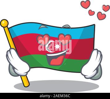 Falling In Love Happy cute Flagge Aserbaidschan cartoon Design Stock Vektor