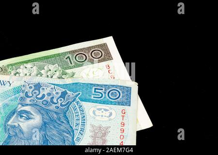 Nahaufnahme des polnischen Zloty Banknoten Stockfoto