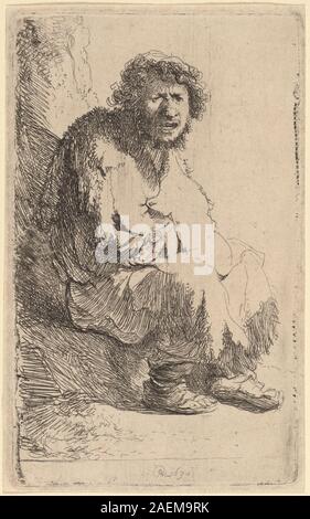 Rembrandt van Rijn, Bettler sitzen auf einer Bank, 1630, Bettler sitzen auf einer Bank; 1630 Datum Stockfoto