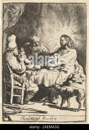 Rembrandt van Rijn, Christus in Emmaus - die kleinere Platte, 1634, Christus in Emmaus: Die kleinere Platte; 1634 Datum Stockfoto