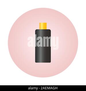 Schwarzer Kunststoff Flasche cosmo runden Stil mit feinen Nebel gerippte Sprayer für Kosmetik, Parfüm, Deodorant, Parfum. Bereit für Ihr Design. Produkt Stock Vektor