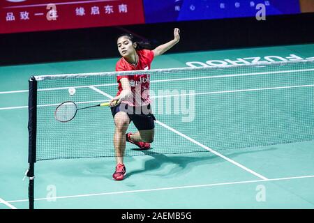 Gregoria Mariska Tunjung Indonesiens konkurriert gegen Tai Tzu - Ying aus China Taiwan bei der zweiten Runde der Frauen single von Fuzhou China Open 2019, i Stockfoto