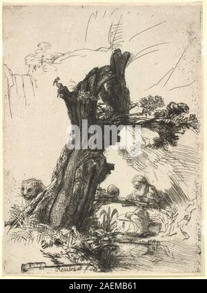 Rembrandt van Rijn, Hieronymus neben einem Pollard Willow, 1648, Saint Jerome neben einem Pollard Willow; 1648 Datum Stockfoto