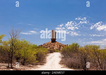 Vingerklip, Finger Rock, Fingerklippe, Landmarke, nahe Khorixas, Damaraland (Erongo), Namibia, Südafrika, Afrika Stockfoto